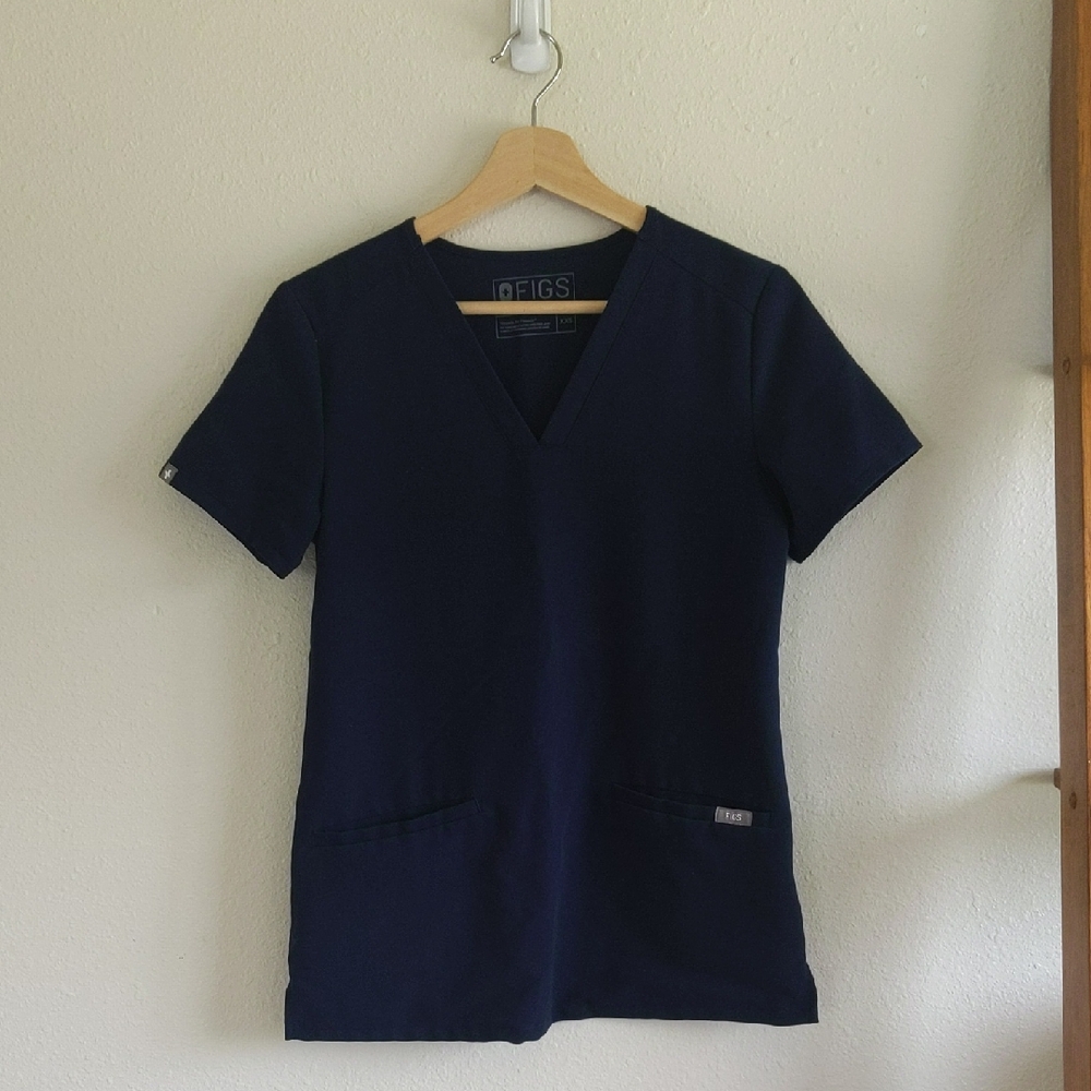 FIGS Women's Casma Scrub Top - Navy Blue Sz XXS